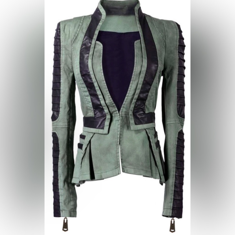 New w/tags! Military style jacket with faux leather and zipper accents size L/XL